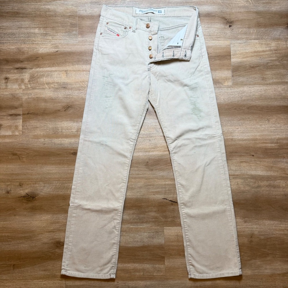 Diesel Kulter Corduroy‎ Pants Mens 28x30 Beige Cream Straight Leg Button Fly Y2K